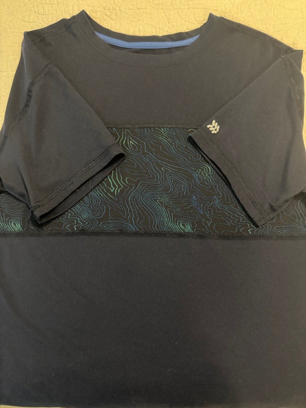 all in motion Dark Blue Short Sleeve Tee with Subtle Blue-Green Pattern